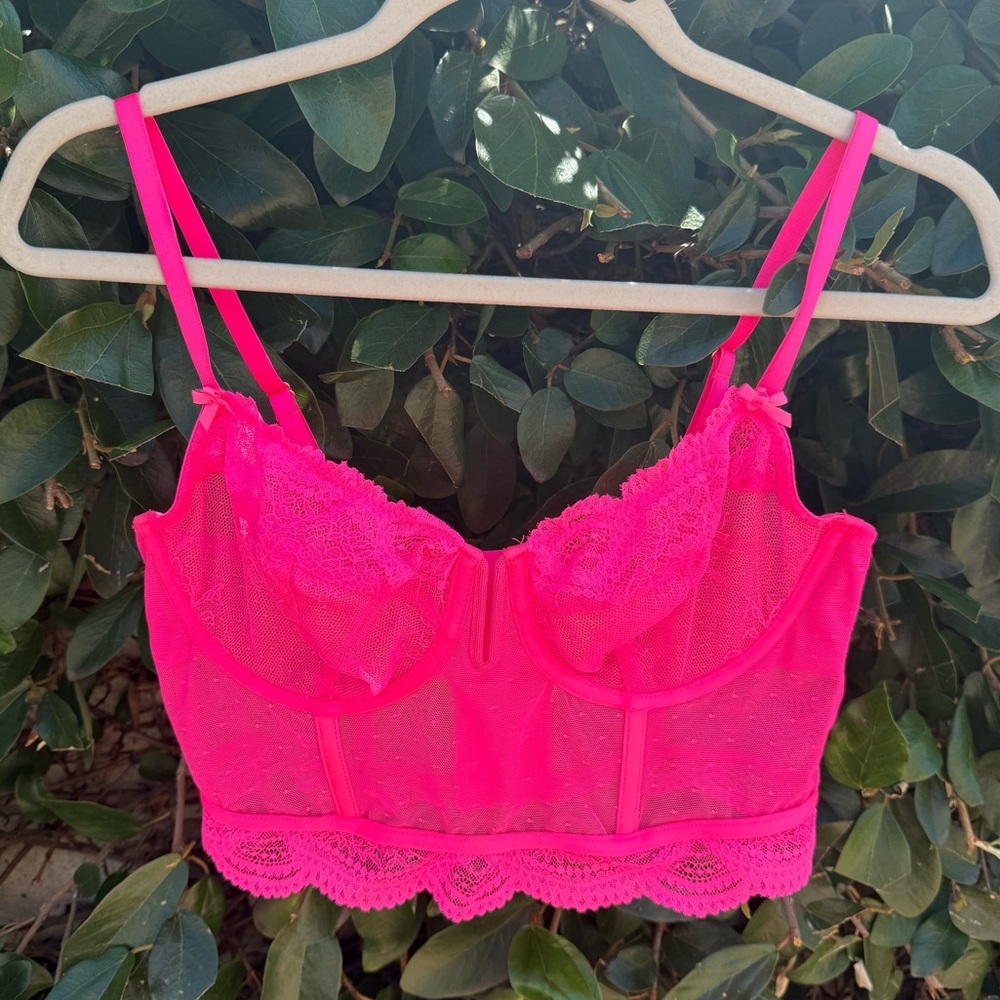 Hot Pink Lace Longline Bralette - Women Intimates & Sleepwear